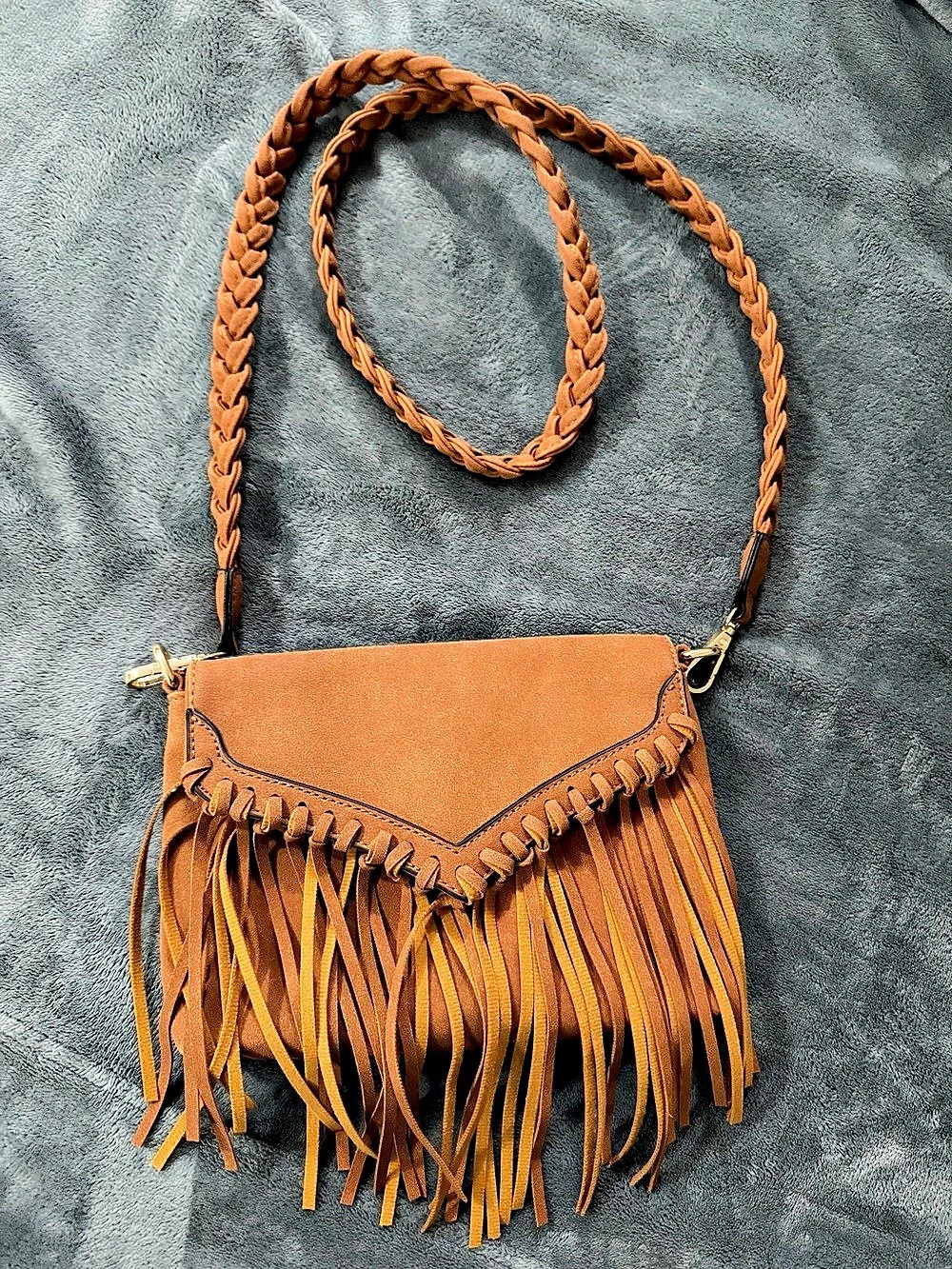 Fringe Crossbody Bag in Brown Like New